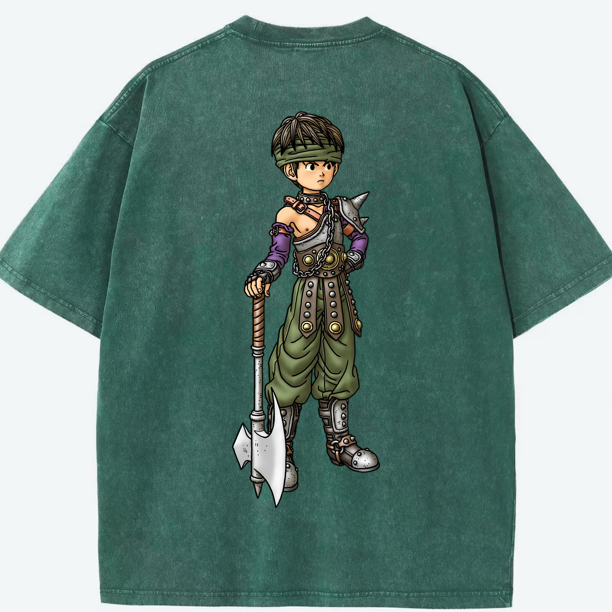 （画像用） ドラゴンクエスト Doragon Kuesuto Dragon Quest 綿100% ヴィンテージ風 半袖Tシャツ（背面プリント）